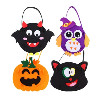 Wholesale custom Halloween felt bags for trick-or-treaters gift candy bags Pumpkin Owl Halloween portable gift basket tote bags