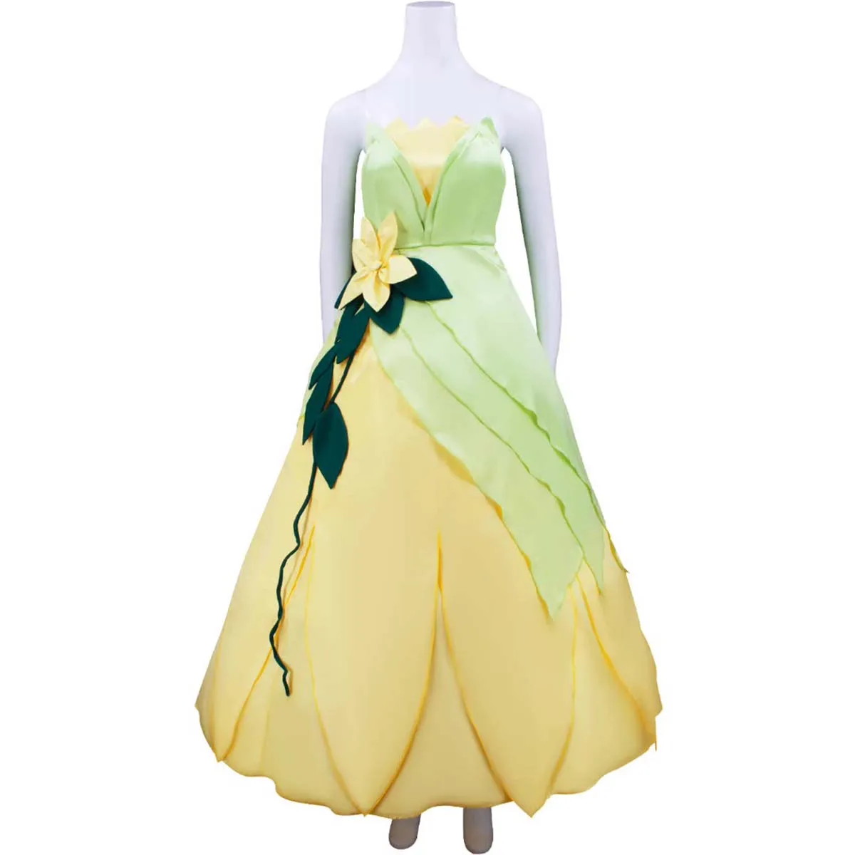 strapless open back dress Disney Princess Tiana Dress with Bodysuit