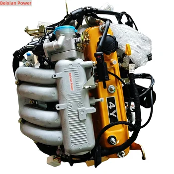 Wholesale auto car vehicle 4 cylinders 4 stroke gasoline 4Y engine assembly yellow cover high quality for toyota 4y motor