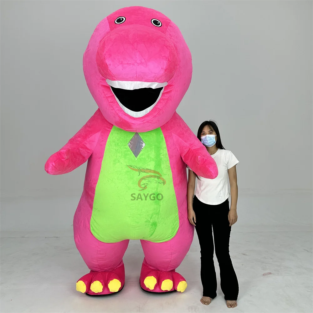 Barney 2m 2.6m Inflatable Cartoon Mascot Costume Moving Cosplay Suit Adults Advertising Inflatable Purple Dinosaur