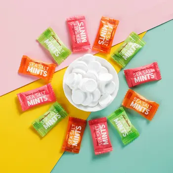 Wholesale Fresh Breath Sugar Mint Sea Salt Orange and Grape Flavor Sweet Sugar Bulk Candy Snacks 500g
