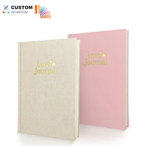 Wholesale Custom A5 Pink Linen Hardcover Notebook Perfect Binding Journal for Love Memory Planner Weekly Daily Record Gift for