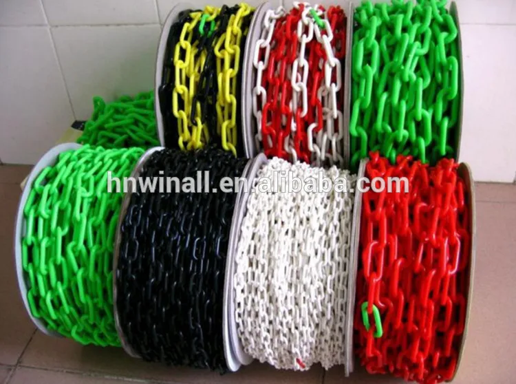 TOPWAY plastic chain barrier link warning safety parking lot plastic chain 8mm 25m, black/yellow