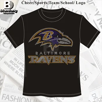 Promotional NFL Football Team Rhinestone Transfer Design Custom Bling Surface Strass Crystal Ravens Transfers for DIY Decoration
