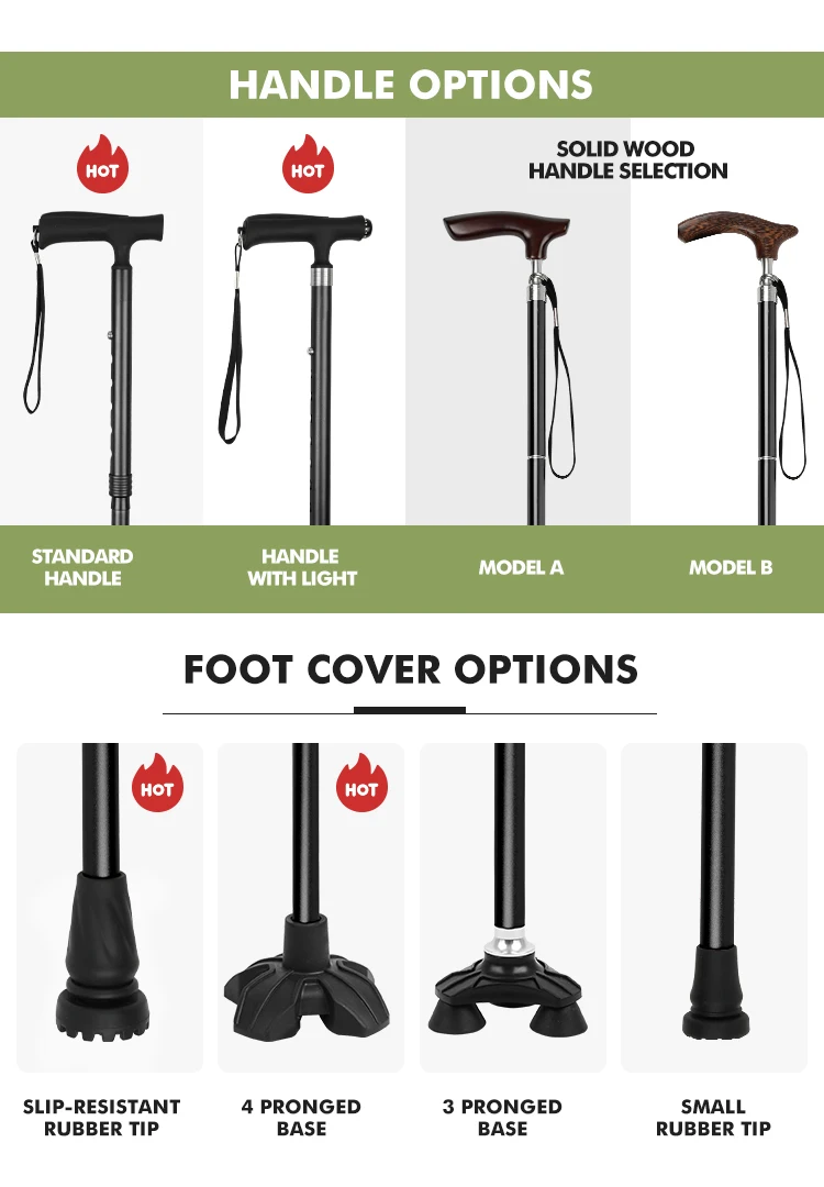 Kinggear Adjustable Folding Walking Canes 4section Aluminum Foldable