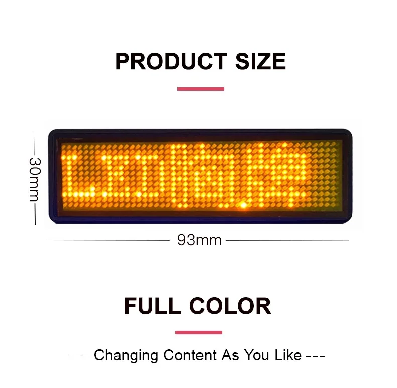 Mini Led Running Message Display Magnetic Led Name Pin Badge Moving ...
