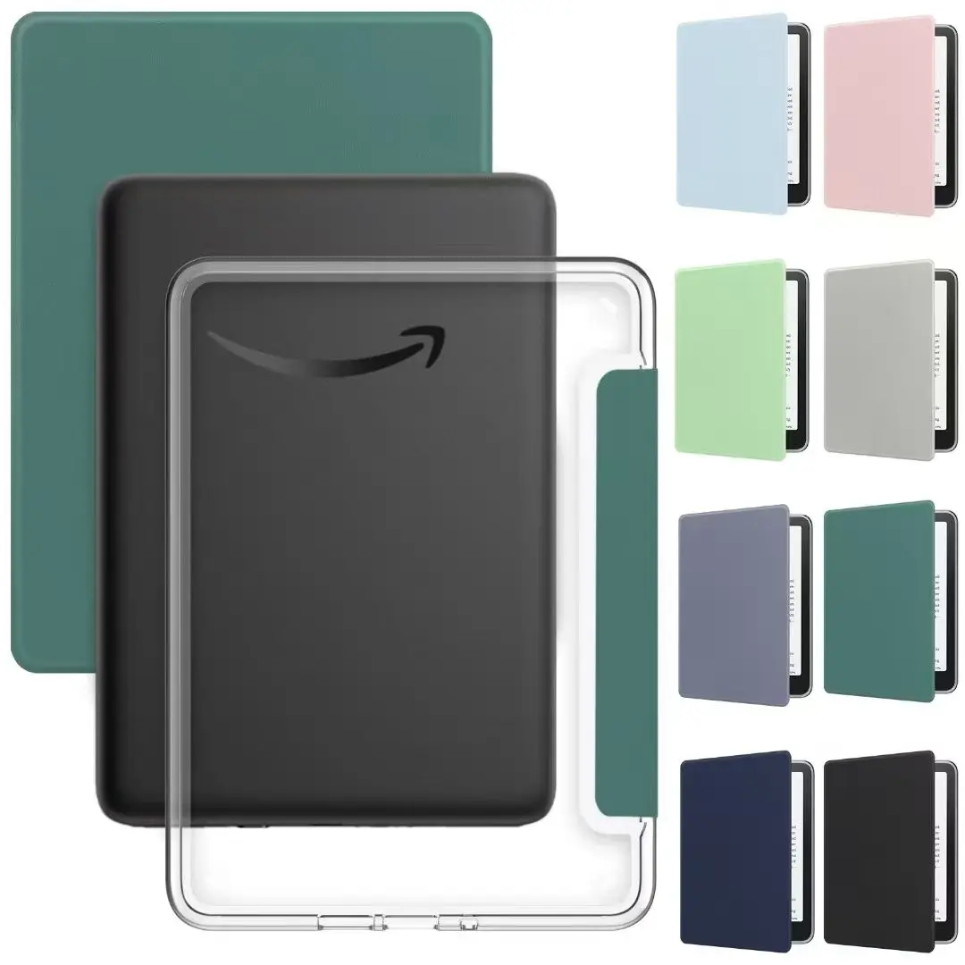 Custom Soft Transparent clear Crytal Acrylic Leather Flip Cover Smart Kindle Sublimation Case for Kindle 6inch 6.8inch 7inch
