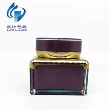 China supplier acrylic square bottle round lid packaging  cosmetic container 50ml jar for skin care face cream (KP565J50)