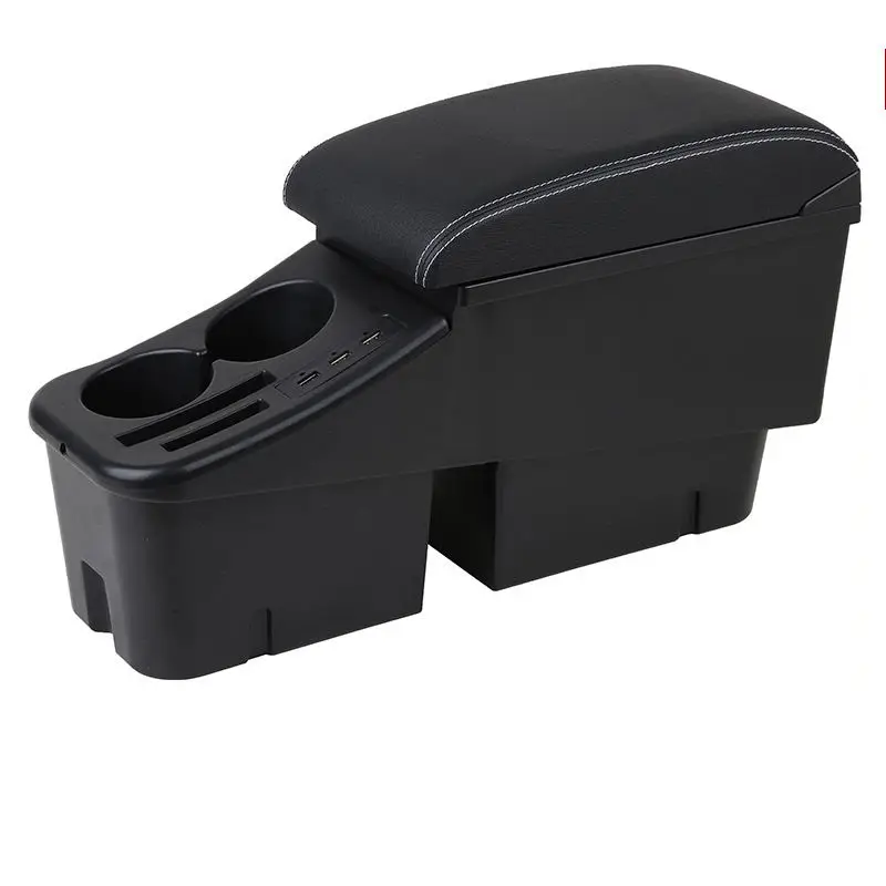 product new revision universal central car armrest storage box cup holder ashtray modification adjustable double auto armrest box-4