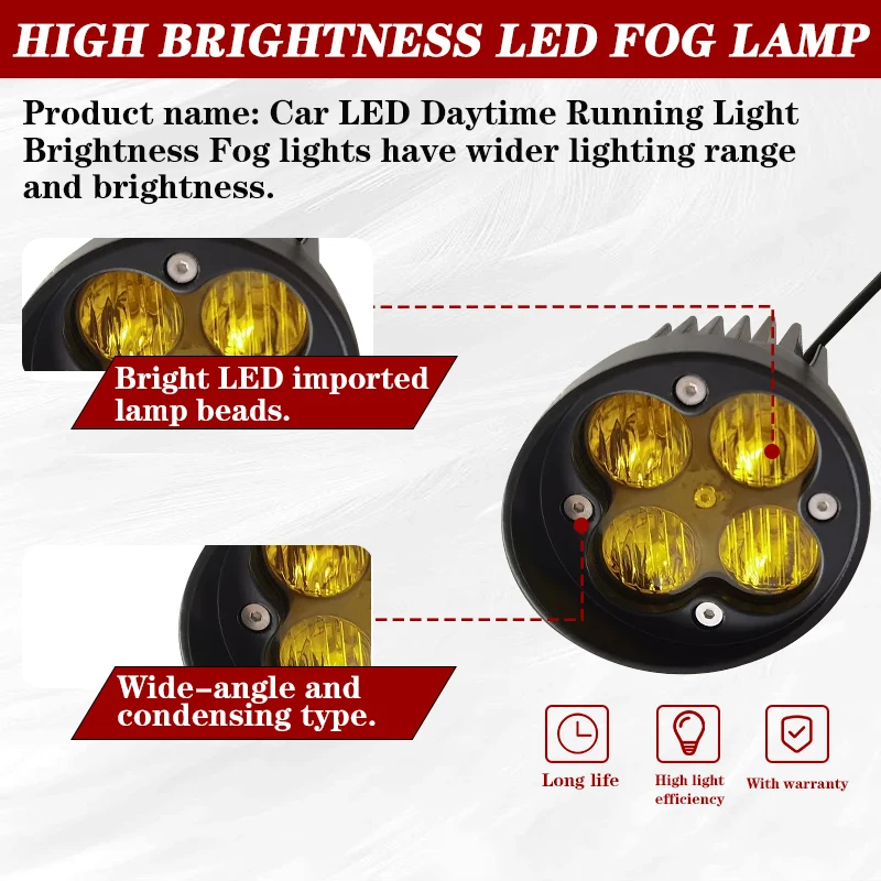 thumbnail image 2 of Amber LED Wide Angle Fog Light Kit For Toyota Tacoma Tundra 4Runner – Pair 2 of 4