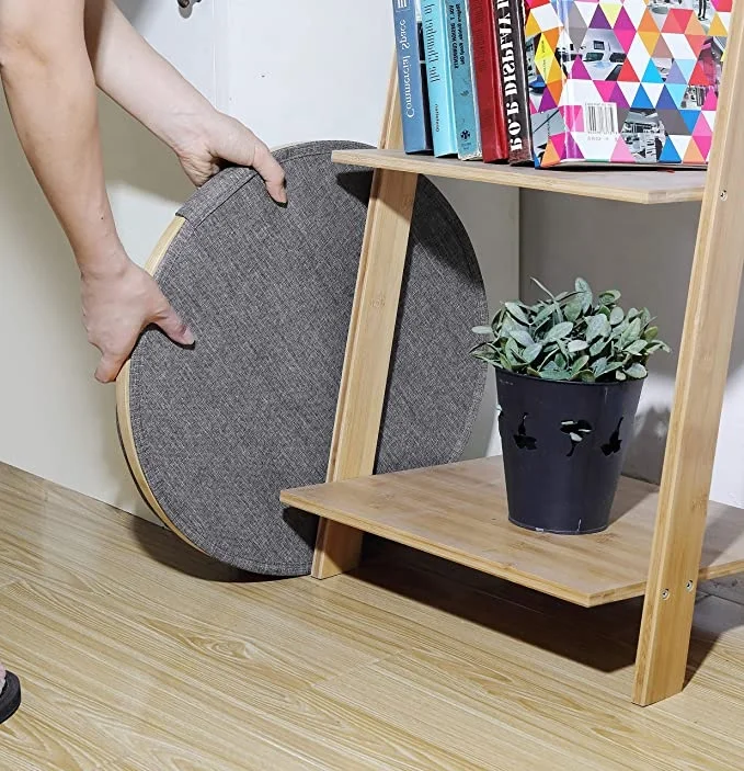 Concise Foldable Home Storage Bamboo Polyester Cotton Hemp Round Stool Round Laundry Basket