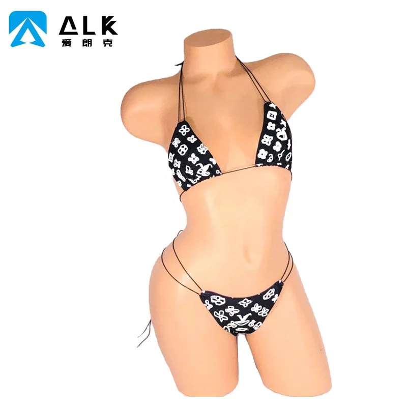 Custom Exotic Dancewear Designer Stripper Outfits Sexy Lingerie Fishnet Bikini Set With Logo