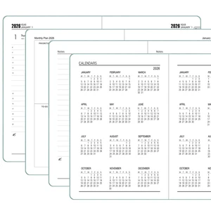 Premium Quality A6 Daily Planner PU Leather Cover Full Year Organization System 100 Sheets Custom Logo Option Saddle Stitching