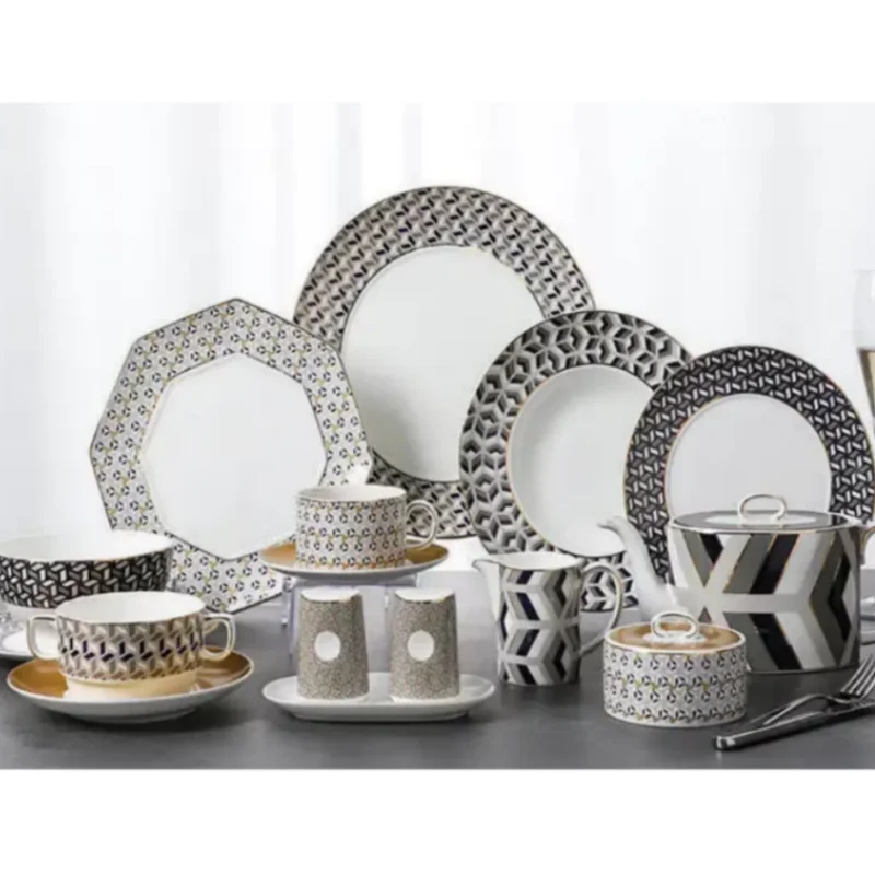 Nordic Style Hot Selling Ceramic Dinnerware Set Teapot With Cup and Saucer Ceramic Dinner Plates Dishes Plates and Bowl Sets details