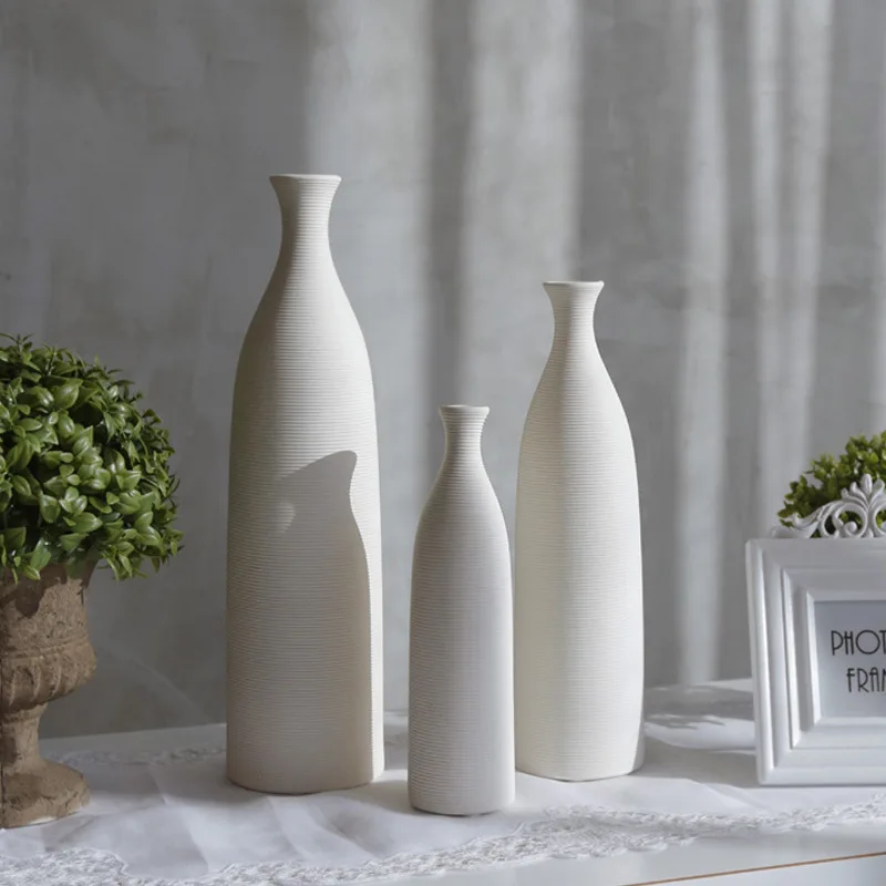 Simple Japanese Style Plain Embryo Home Decoration Retro Ceramic Ornaments Dry Flower Ikebana Ceramic Vase