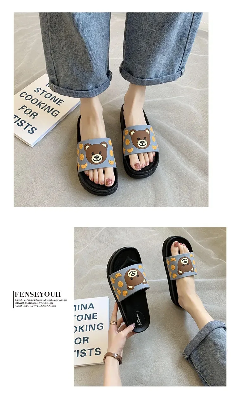 New Cartoon Thick-soled Bear Slippers Female Summer Outdoor Student Cute  Sandals Slippers Indoor Leisure Flip-flops - Buy Bear Slippers For  Women,Teedy Bear Slippers,Cute Sandals For Women Product on 