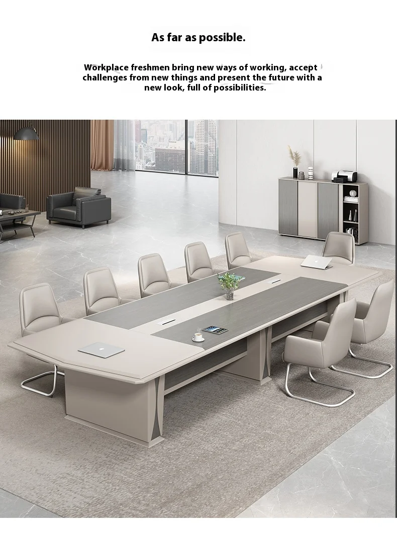 Modern Wood Conference Table Adjustable Height Long Large Office Furniture for Commercial Use in Conference Rooms