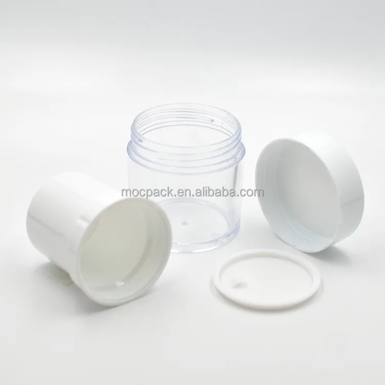 product in stock 30g 50g double wall cosmetic cream jar round highly transparent chemical resistant pp inner jar-31