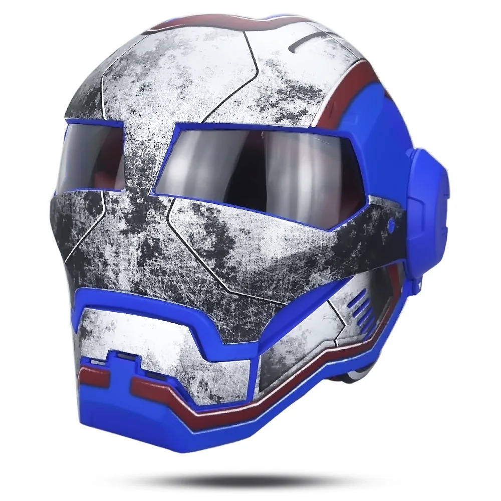 blue iron man motorcycle helmet Popular Cosplay ABS Full Face Flip up Cool Ironman Mask Helmet Iron Man  Motorcycle Helmet