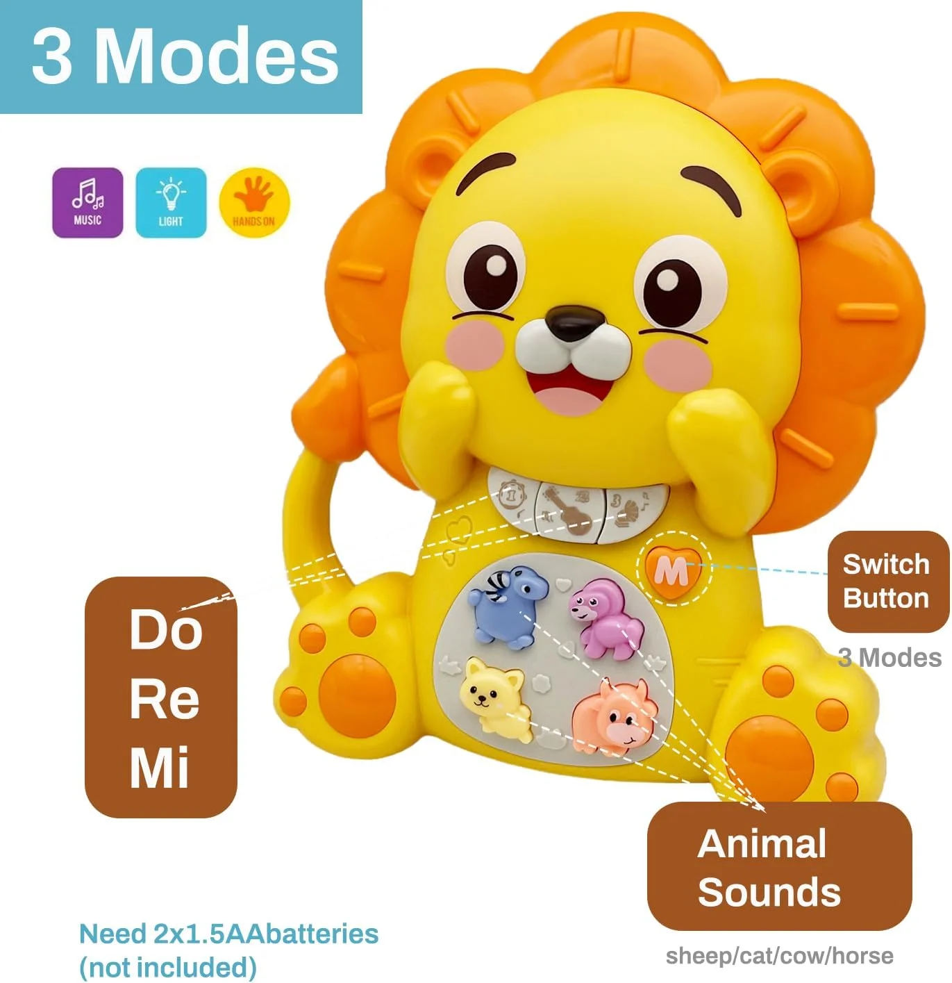 Portable Educational Toy for Music Learning and Entertainment for Ages 6 Months to 4 Years Batteries Included