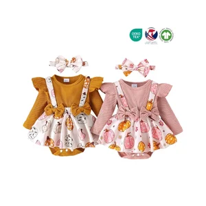 Baby New Born Clothes Cotton One Pieces Playsuits Jumpsuit Bodysuits 2PCS Printing Dungarees Baby Rompers