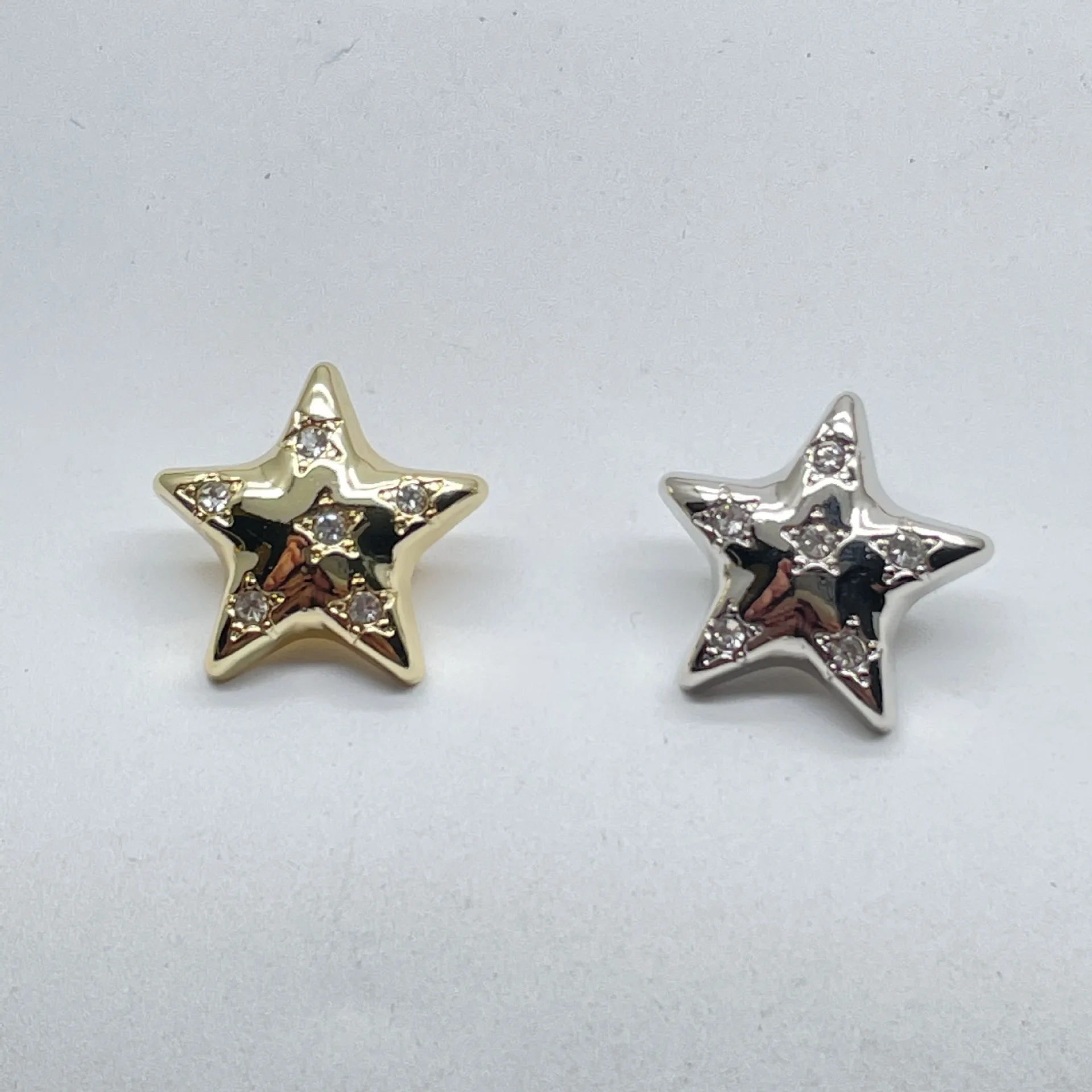 Personality Inset Diamond Five Star Button Sew on Dress Simple Gold Silver Star Shaped Metal Shank Buttons for Jeans Jackets