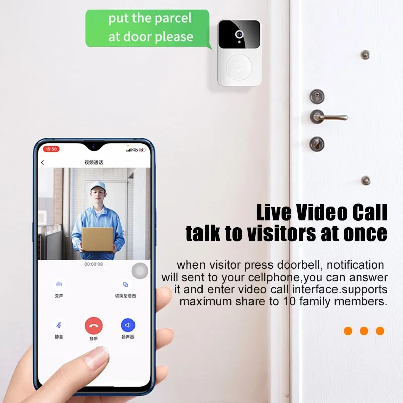 X9 Wifi Video Doorbell Smart Home Wireless Phone Door Bell Camera Security Video Hd Ir
