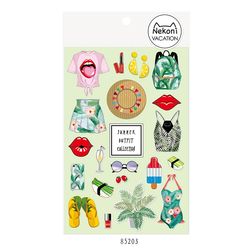 Nekoni праздничная серия наклейки клейкие декоративные на заказ ПВХ Виниловая наклейка для ручной учётной