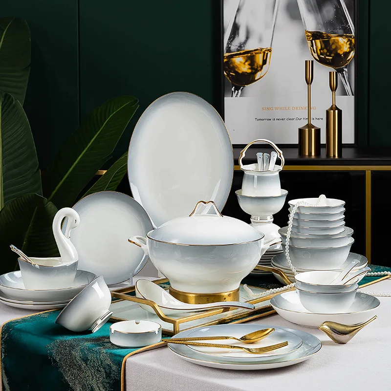 2025 Jingdezhen Bone China Dinnerware Set 6-Person 22 Pieces