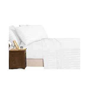 300TC Modern 1cm 3cm Stripe White Duvet Cover Sets 100% Cotton Wrinkle Resistant Eco-Friendly 4-Piece Set Hotel Use