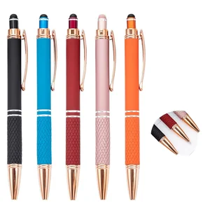 Press-Type Spray Glue Touch Screen Pen Logo Printing Student Writing Gift Advertising Sports 14.5cm Multi-Color Ballpoint Pen