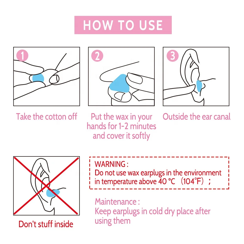 Wax Earplugs for Sleeping Soundproof Noise Cancelling Round Earplug with Plastic Box Packing Hearing Protection for Swimming