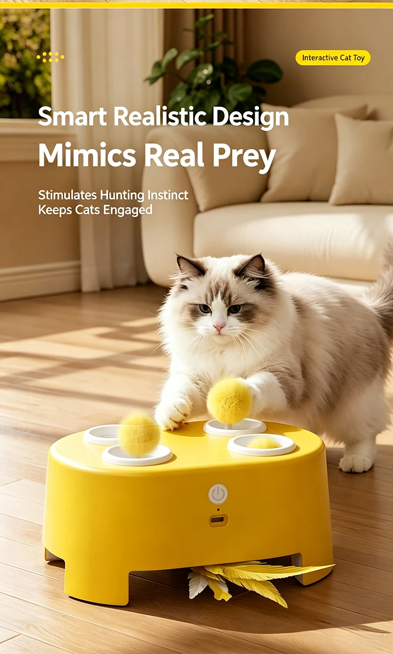 product 3 in 1 electric cat whack a mole toy automatic teaser wand hands free self play boredom relief interactive kitten entertainment-1
