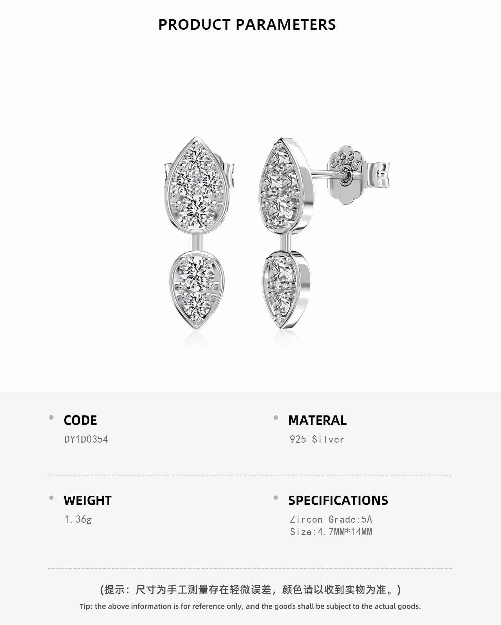 KAKODIY Fresh Style 925 Sterling Silver Earrings Women's Gift 5A Cubic Zircon Water Drop Pear Earrings detail 1