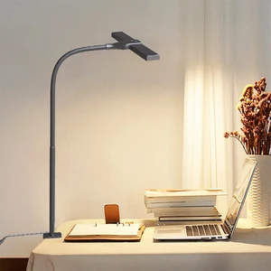 T-shape Flexible Gooseneck Clamp LED Desk Lamp Touch Sensitive Clip-on LED Desk Light for Work and Study