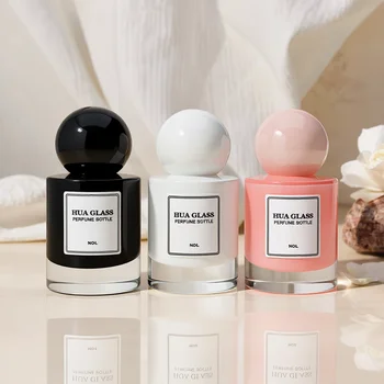 Best Quality Empty Glass Perfume Bottle 50ml Inside Painting Luxury Perfume Bottle With Natural Stone Cap and Box Packaging