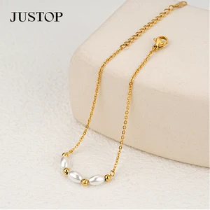 Wholesale Custom Stainless Steel PVD 18K 24K Gold Natural Pearl Shell Freshwater Earrings Bracelet Set Pearl Necklace Women