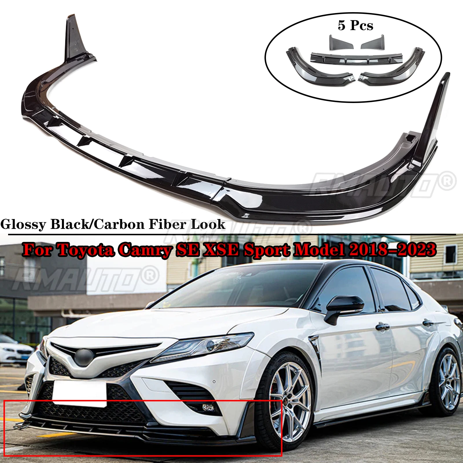 Front Bumper Spoiler Lip Splitter For Toyota Camry Se Xse 2018-2023 ...