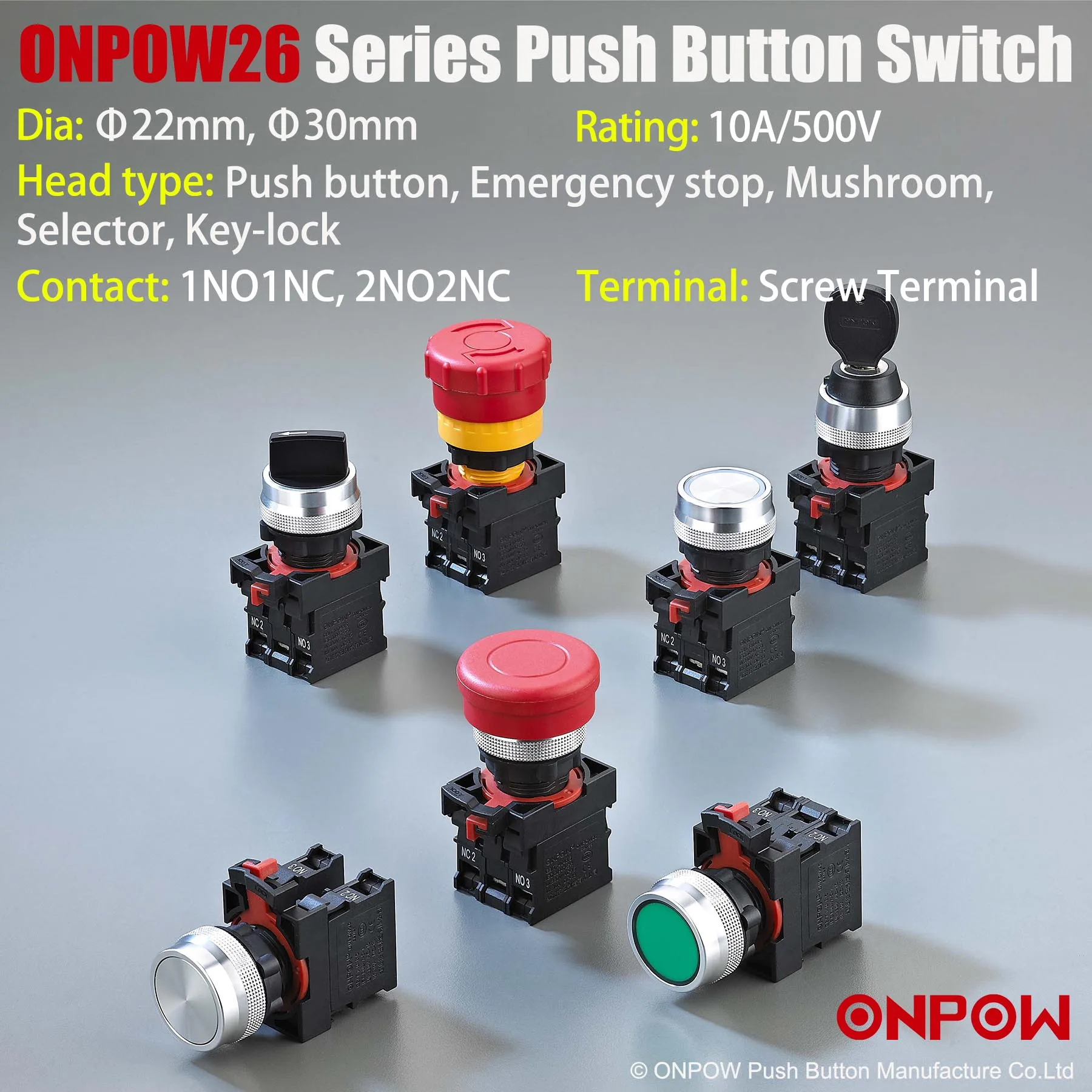 Industrial Push Button Switch Factory High Quality Plastic Push Button Switch 19mm 22mm 25mm 30mm Push Button