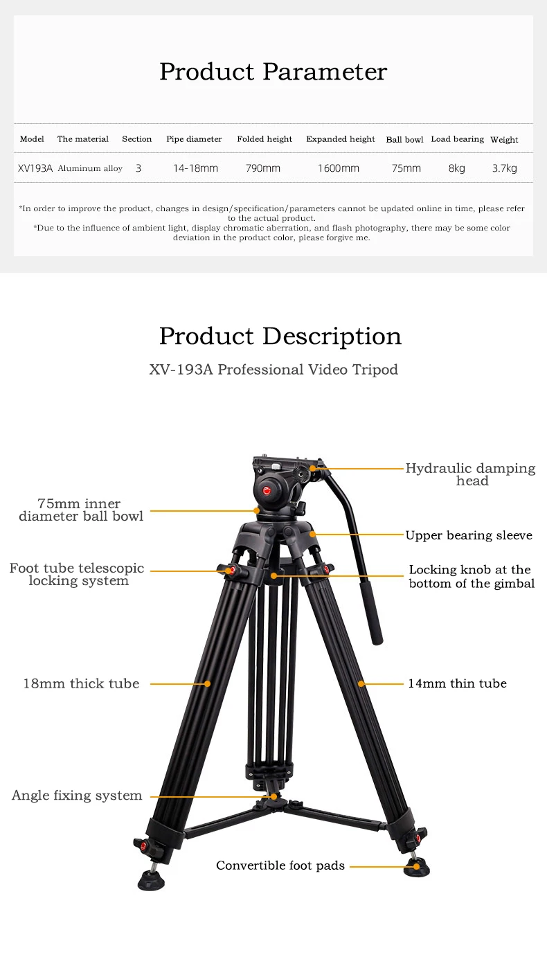 1.6m Camera Tripod & Professional Heavy Duty Tripod Stand With Ball