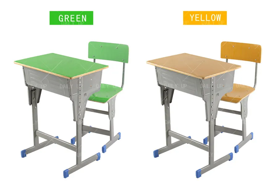 Wooden Cheap school Desk and chair Study Single adjustable Classroom Desk and Chair