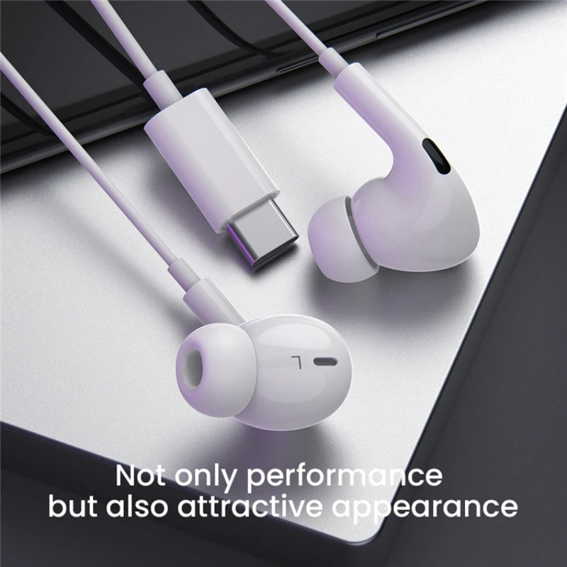 HiFi Wired Earbuds with Microphone for IPhone Type-C In-Ear Earphones Noise Isolating Headphones for Clear Calls Music DAC