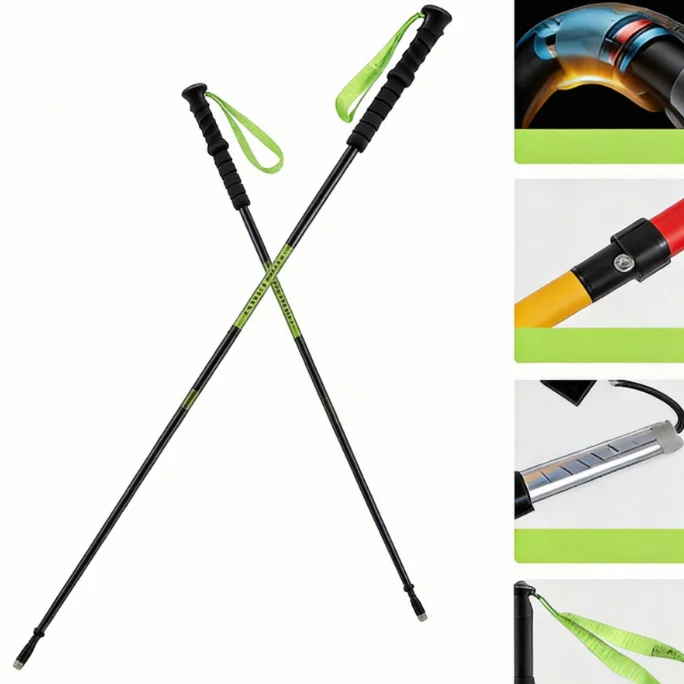 Wholesale Ultra-light 3K Carbon Fiber Foldable Professional Hiking And Mountaineering Poles With Steel Tips_voghion.com