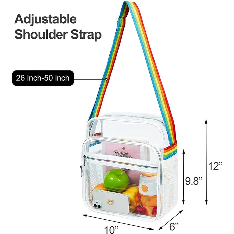 Clear Stadium Bag Custom Logo Transparent Pvc Cross Messenger Crossbody