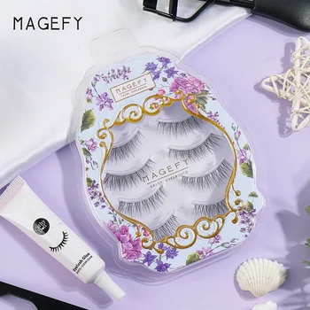MAGEFY Cruelty Free Eyelashes 4pairs Mixed Tray Lash with Packaging Wholesale clear Band Eyelashes