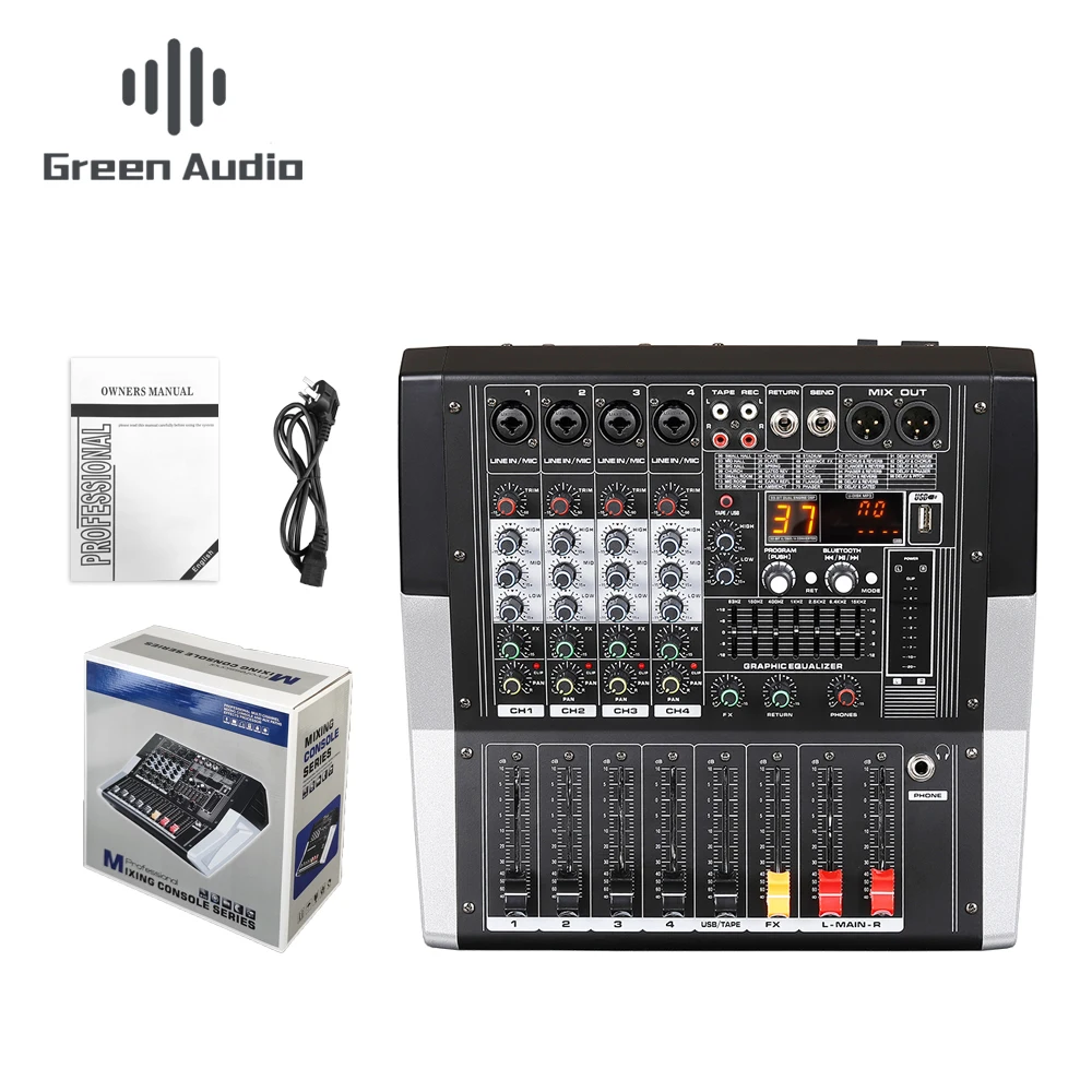 GAX-ED4 Professional 4-Channel Audio Mixer for DJ & Karaoke