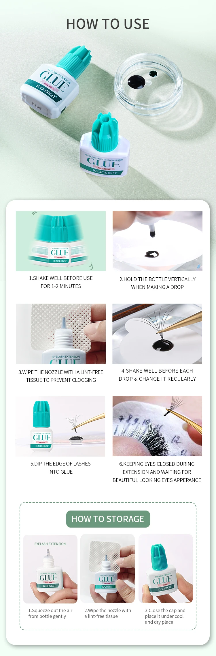 Custom Wimpernkleber Private Label Lash Adhesive Glue Waterproof Low