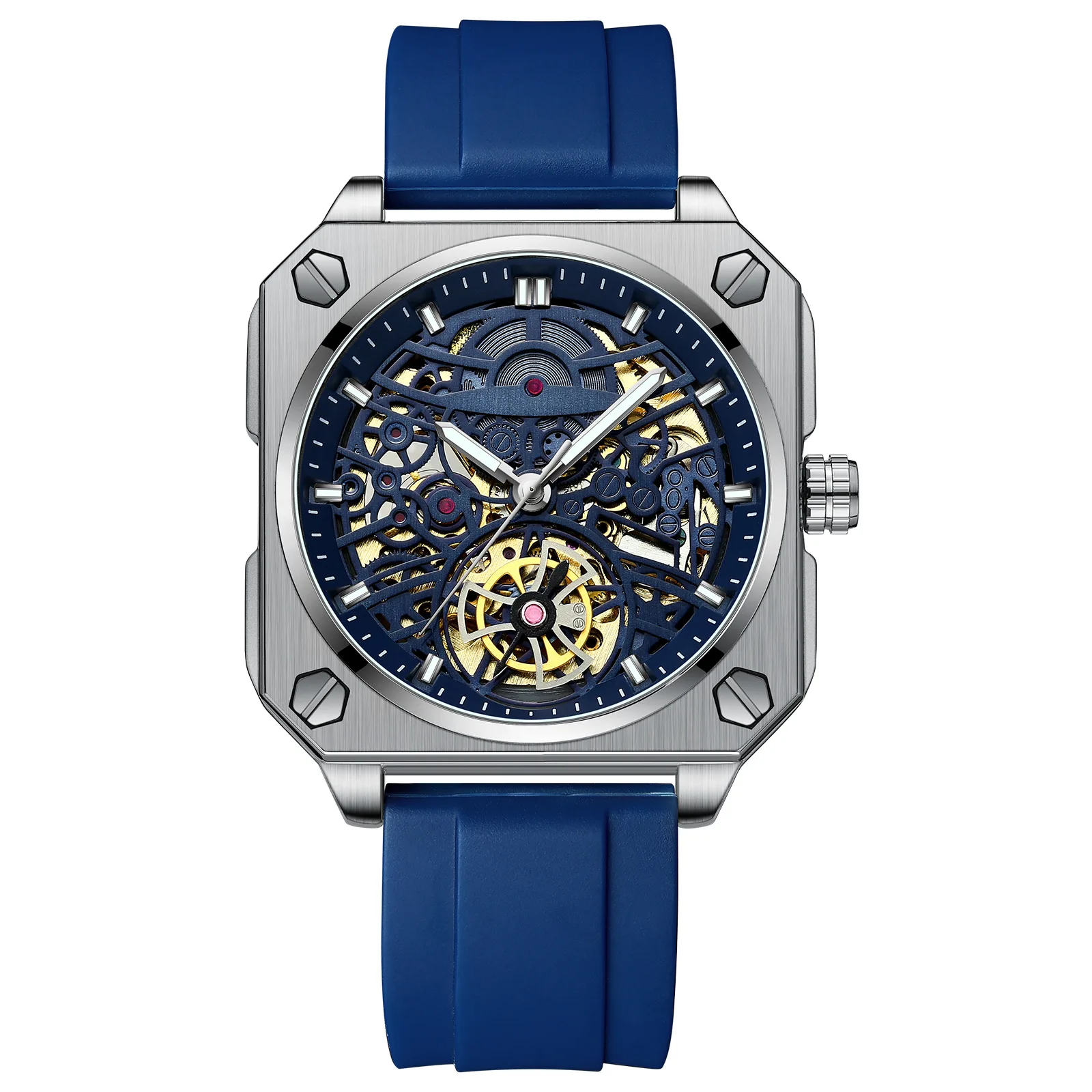Luxury Luminous Square Tourbillon Skeleton Watch