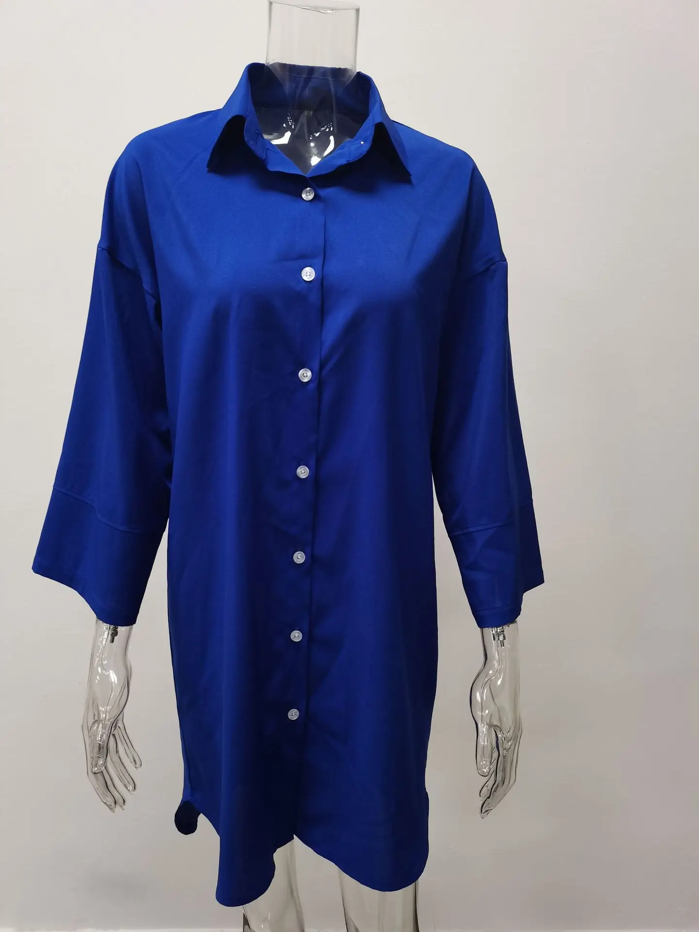 ワンピース LONG-SHIRT-DRESS 秋トレンチベルトロングワンピース 全4色 シャツ風[品番