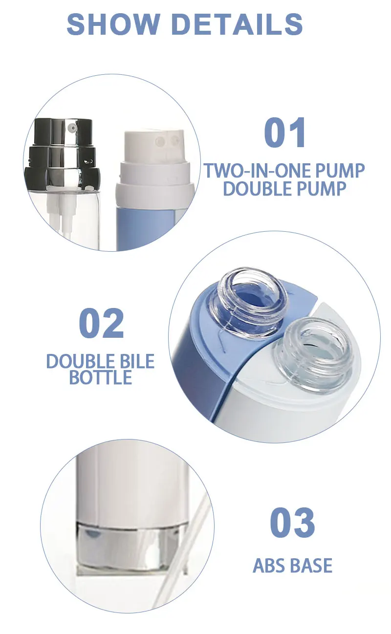 Custom Dual Chamber Pump Double Tube Dispensing Airless Bottle - Buy ...